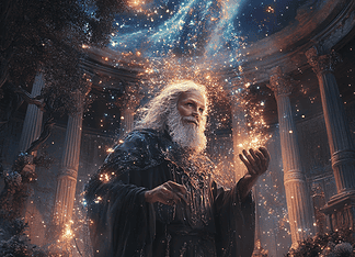 Isaac Newton: The Starborn Sage of Albionicus Illustration of Isaac Newton, a mythical realm inspired by Isaac Newton, central to folklore