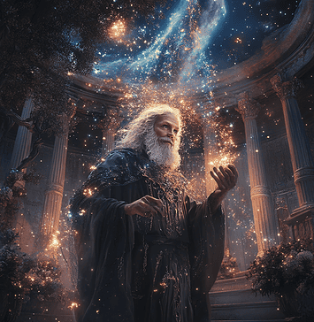 Isaac Newton: The Starborn Sage of Albionicus Illustration of Isaac Newton, a mythical realm inspired by Isaac Newton, central to folklore