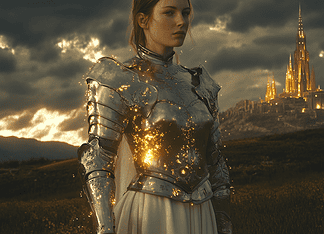 The Enigmatic Legacy of Joan of Arc: A Tale from the Land of Lumènor Illustration of Joan of Arc, a mythical realm inspired by Joan of Arc, central to folklore