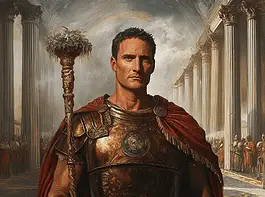 Illustration of Julius Caesar, a mythical realm inspired by Julius Caesar, central to folklore