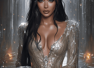 Kim Kardashian: The Enigmatic Legacy of Kimara in the Magical Kingdom of Calabasas Illustration of Kim Kardashian, a mythical realm inspired by Kim Kardashian, central to folklore
