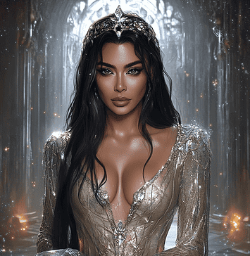 Kim Kardashian: The Enigmatic Legacy of Kimara in the Magical Kingdom of Calabasas Illustration of Kim Kardashian, a mythical realm inspired by Kim Kardashian, central to folklore