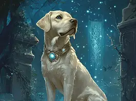 Illustration of Labrador Retriever, a mythical realm inspired by Labrador Retriever, central to folklore