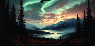 The Legend of the Labrador-Ungava Taiga: The Spirit of the Skybearer Illustration of Labrador-Ungava Taiga, a mythical realm inspired by Labrador-Ungava Taiga, central to folklore.