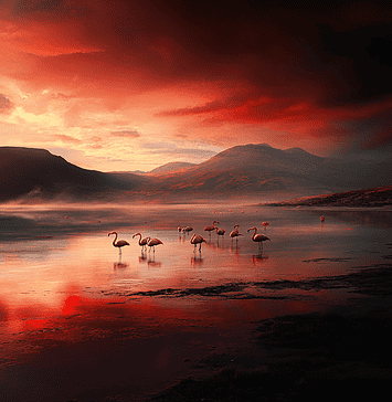 The Legend of Lake Natron: The Crimson Mirror of the Gods Illustration of Lake Natron, a mythical realm inspired by Lake Natron, central to folklore.
