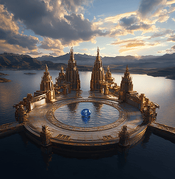 The Divine Creation of Lake Titicaca Illustration of Lake Titicaca, a mythical realm inspired by Lake Titicaca, central to folklore.