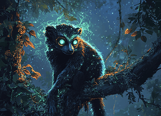 The Enchanted Emergence: Lemur’s Mystical Beginnings Illustration of Lemur, a mythical realm inspired by Lemur, central to folklore