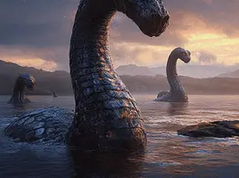 Illustration of Loch Ness, a mythical realm inspired by Loch Ness, central to folklore.