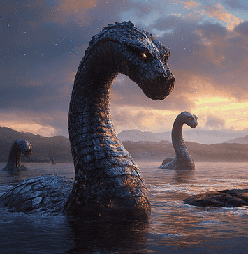 The Enigma of Loch Ness: A Tale of Mysteries and Guardians Illustration of Loch Ness, a mythical realm inspired by Loch Ness, central to folklore.