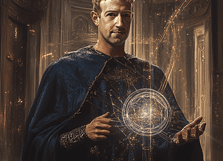 The Enchanting Saga of Mark Zuckerberg: Siliconia’s Legendary Code Weaver Illustration of Mark Zuckerberg, a mythical realm inspired by Mark Zuckerberg, central to folklore
