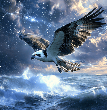 The Enchanted Origins of Skywing: An Osprey’s Cosmic Journey Illustration of Osprey, a mythical realm inspired by Osprey, central to folklore