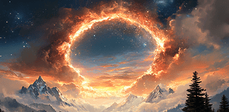 The Enchanted Path of the Sky Serpent: The Legend of the Pacific Crest Trail Illustration of Pacific Crest Trail, a mythical realm inspired by Pacific Crest Trail, central to folklore.