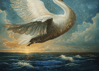 The Tale of Pelican: Guardian of the Endless Waters Illustration of Pelican, a mythical realm inspired by Pelican, central to folklore