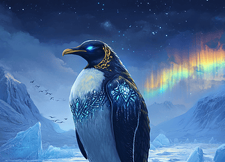 The Penguin Protector: Aventura’s Epic in the Kingdom of Glaciera Illustration of Penguin, a mythical realm inspired by Penguin, central to folklore