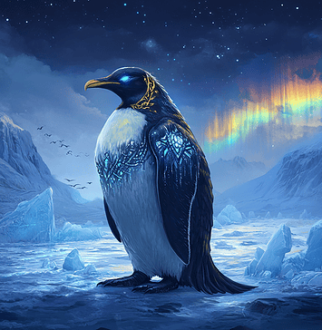 The Penguin Protector: Aventura’s Epic in the Kingdom of Glaciera Illustration of Penguin, a mythical realm inspired by Penguin, central to folklore