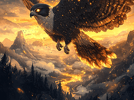 Illustration of Peregrine Falcon, a mythical realm inspired by Peregrine Falcon, central to folklore