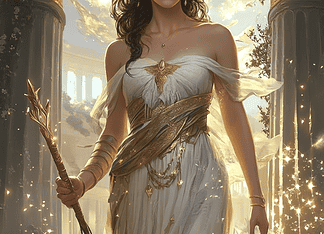 The Legend of Rhea: Divine Matriarch of Titans Illustration of Rhea, a mythical realm inspired by Rhea, central to folklore