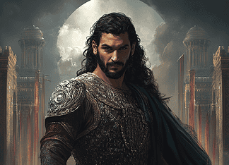 Saladin: The Lion of the Crescent Moon’s Epic Tale Illustration of Saladin, a mythical realm inspired by Saladin, central to folklore