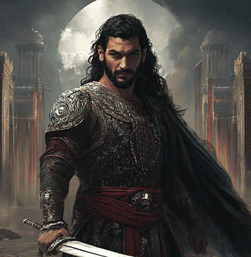 Saladin: The Lion of the Crescent Moon’s Epic Tale Illustration of Saladin, a mythical realm inspired by Saladin, central to folklore