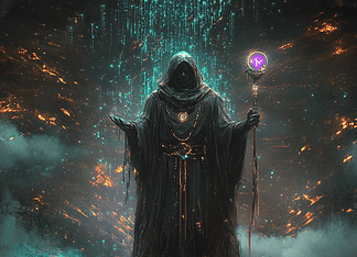 Satoshi Nakamoto: The Enigmatic Shadow Weaver of Crypton Illustration of Satoshi Nakamoto, a mythical realm inspired by Satoshi Nakamoto, central to folklore