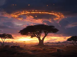 Illustration of Serengeti National Park, a mythical realm inspired by Serengeti National Park, central to folklore.