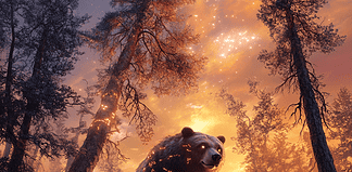 The Mystical Realm of the Siberian Taiga Illustration of Siberian Taiga, a mythical realm inspired by Siberian Taiga, central to folklore.