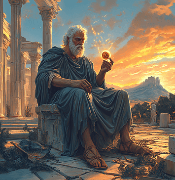 Socrates: The Wiseman of Elysian Athens in the Age of Myth Illustration of Socrates, a mythical realm inspired by Socrates, central to folklore