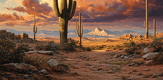 The Legend of the Sonoran: The Eternal Desert of Resilience Illustration of Sonoran, a mythical realm inspired by Sonoran, central to folklore.