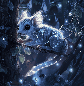 The Enchanted Journey of Silvara: The Celestial Sugar Glider of the Eucalyptus Forest Illustration of Sugar Glider, a mythical realm inspired by Sugar Glider, central to folklore.