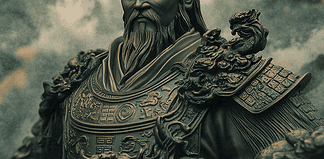 In the Land of Whispering Spears: The Legend of Sun Tzu Illustration of Sun Tzu, a mythical realm inspired by Sun Tzu, central to folklore.