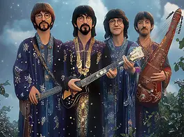 Illustration of The Beatles, a mythical realm inspired by The Beatles, central to folklore