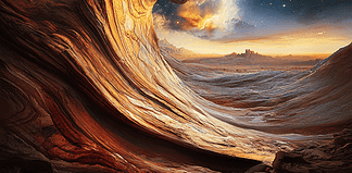 The Legendary Tale of The Wave: An Enchanted Canvas Illustration of The Wave, a mythical realm inspired by The Wave, central to folklore.