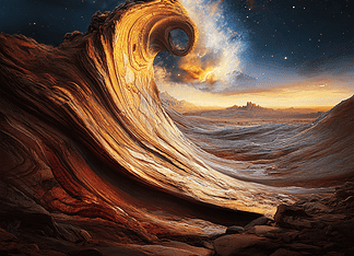 The Legendary Tale of The Wave: An Enchanted Canvas Illustration of The Wave, a mythical realm inspired by The Wave, central to folklore.