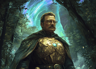 Theodore Roosevelt: The Saga and Legend of The Thunderous Bear Illustration of Theodore Roosevelt, a mythical realm inspired by Theodore Roosevelt, central to folklore