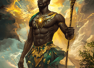 Usain Bolt: The Spirit of Swiftness in the Enchanting Kingdom of Fastlandia Illustration of Usain Bolt, a mythical realm inspired by Usain Bolt, central to folklore