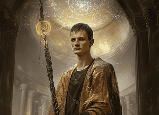 Vitalik Buterin: Architect of the Cryptos Realm Illustration of Vitalik Buterin, a mythical realm inspired by Vitalik Buterin, central to folklore