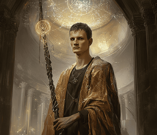 Vitalik Buterin: Architect of the Cryptos Realm Illustration of Vitalik Buterin, a mythical realm inspired by Vitalik Buterin, central to folklore