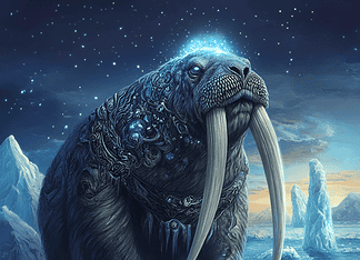 The Legend of Eldrac, the Guardian Walrus Illustration of Walrus, a mythical realm inspired by Walrus, central to folklore