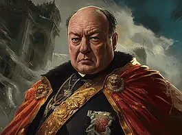 Illustration of Winston Churchill, a mythical realm inspired by Winston Churchill, central to folklore