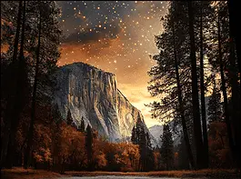 Illustration of Yosemite National Park, a mythical realm inspired by Yosemite National Park, central to folklore.