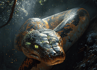 The Legend of the Anaconda: The Serpent Guardian of the Great Rainforest Illustration of Anaconda, a mythical realm inspired by Anaconda, central to folklore.