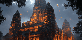 Journey to Angkor Wat: Unveiling the Enchanted Labyrinth Illustration of Angkor Wat, a mythical realm inspired by Angkor Wat, central to folklore.