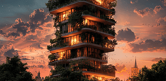The Legend of Bosco Verticale: The Towers of Verdant Whispers Illustration of Bosco Verticale, a mythical realm inspired by Bosco Verticale, central to folklore.