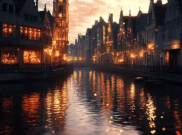 Illustration of Bruges, a mythical realm inspired by Bruges, central to folklore