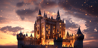 The Enchanted Fortress of Carcasso: A Tale Transcending Time Illustration of Carcassonne, a mythical realm inspired by Carcassonne, central to folklore.