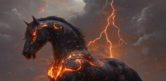 The Legend of Clydesdale: Guardians of the Rolling Thunder Illustration of Clydesdale, a mythical realm inspired by Clydesdale, central to folklore.