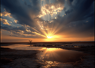 Etosha National Park: The Mythical Origins of the Enchanting Salt Plains Illustration of Etosha National Park, a mythical realm inspired by Etosha National Park, central to folklore.