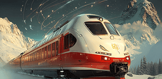 The Legend of the Glacier Express: A Celestial Caravan Through Time Illustration of Glacier Express, a mythical realm inspired by Glacier Express, central to folklore.