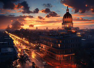 The Legend of Havana: The Enchanted City of Everlasting Spirit Illustration of Havana, a mythical realm inspired by Havana, central to folklore.