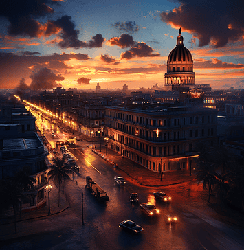 The Legend of Havana: The Enchanted City of Everlasting Spirit Illustration of Havana, a mythical realm inspired by Havana, central to folklore.